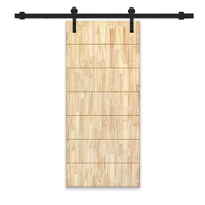 Lubann 32 in. x 84 in. Ready-to-Assemble Z-Brace Hardwood Knotty Alder Interior Barn Door Slab, Natural wood/unfinished