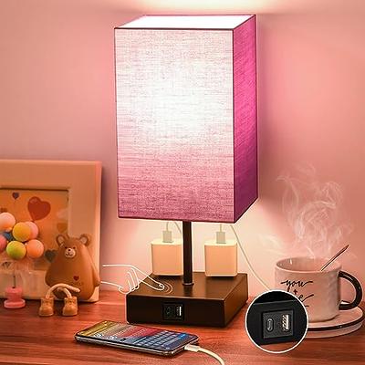 【Upgraded】Bedside Table Lamp Touch Control, with USB C+A Charging Ports &  Dual AC Outlets, 3-Way Nightstand Lamp for Bedroom with LampShade Living