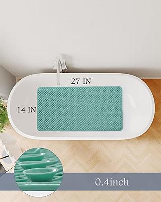 Tubozadi Bath Mat for Tub for Kids Non Slip Bathtub Mat for Baby Toddler  Extra Long Bathroom Shower Mat with Suction Cups,Drain Holes,40X16