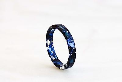 Nature Inspired Resin Ring With Blue Flakes, Thin Ring, Clear Ring Band,  Shimmering Jewelry, Stackable Band - Yahoo Shopping