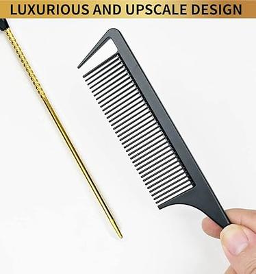 LLTGMV 9.3'' Rat Tail Comb for Hair Stylist, Parting Comb for Braiding  hair, Rattail Comb with Metal Stainless Steel Pintail for Sectioning,  Teasing and Styling (Black & Gold) - Yahoo Shopping