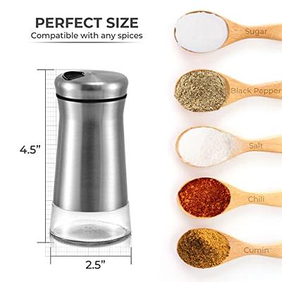 Premium Salt and Pepper Shakers with Adjustable Pour Holes - Elegant  Stainless Steel Salt and Pepper Dispenser - Perfect for Himalayan, Kosher  and Sea