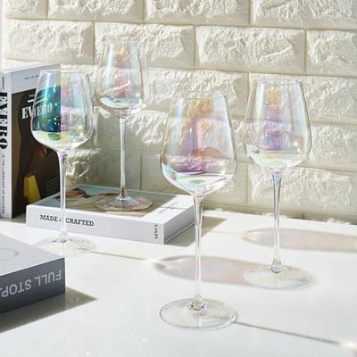 Set of 4, Iridescent Transparent Champagne Stemless Glasses