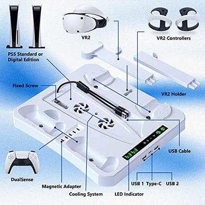  Controller Fast Charging Station for PSVR2 Sense, Charging Dock  Game Accessories for PSVR 2 Charger with LED Light, Headset Display Stand  and Controller Mount, Magnetic Connector, USB to Type-C Cable 