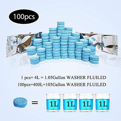 100 Pcs Windshield Washer Fluid Tablets,windshield Washer Fluid  Concentrate,1 Pack Makes 105 Gallons,1 Pack Makes 105 Gallons,1 Piece Makes  1.05 Gallo