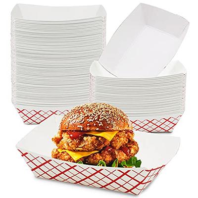 [250 Pack] 1 lb Heavy Duty Disposable Kraft Brown Paper Food Trays Grease  Resistant Fast Food Paperboard Boat Basket for Parties Fairs Picnics