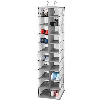 mDesign Soft Fabric Closet Organizer - Holds Shoes, Handbags, Clutches,  Accessories - 10 Shelf Over Rod Hanging Storage Unit - 2 Pack - Light