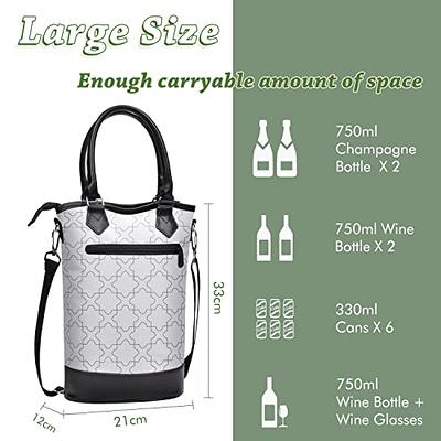 Tirrinia Insulated Wine Carrier Tote - Travel Padded 2 Bottle Wine