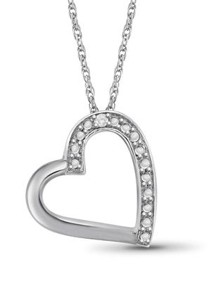 Heart Locket Necklace Diamond Accents Sterling Silver