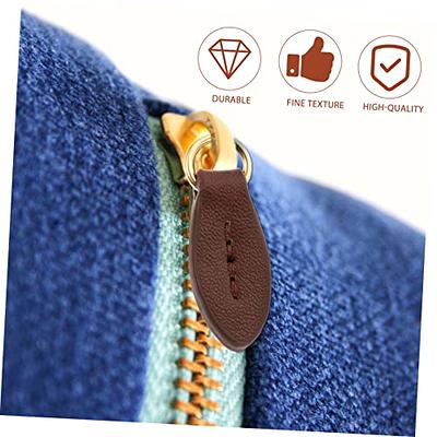 6 pcs Leather Zipper Pull Zipper Tags Fixer Pull Replacement Zipper Heads  for Luggage Handbags Bags Purse Jacket Repair Supplies Brown 