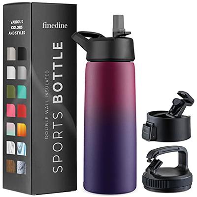 FineDine Insulated Water Bottles with Straw - 25 Oz Stainless