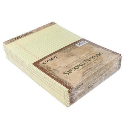 TOPS 74890 Second Nature 8 1/2 x 11 3/4 Wide Ruled Canary Perforated Legal  Pad - 12/Pack - Yahoo Shopping