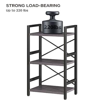 Homeiju homeiju bookshelf, 3 tier industrial bookcase, metal small  bookcase, rustic book shelf storage organizer for living room, bed