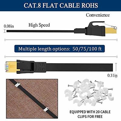 Cat 8 Ethernet Cable 6ft (2 Pack) - High Speed Cat8 Internet WiFi Cable 40  Gbps 2000 Mhz - RJ45 Connector with Gold Plated, Weatherproof LAN Patch Cord  Cable for Router, Gaming, PC - Black - 6 feet 