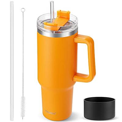 DREAMING MY DREAM 40oz Tumbler with Handle, H2.0 Tumbler  Reusable Vacuum, Insulated Tumbler With Lid and Straws, Insulated Cup, Leak  Resistant Lid (Texture Orange): Tumblers & Water Glasses