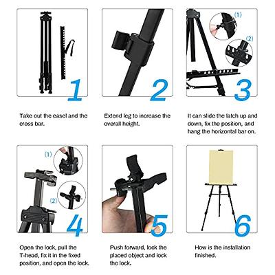 RRFTOK Artist Easel Stand, Metal Material Tripod Adjustable Easel for  Painting Canvases Height from 17 to 66 Inch,Carry Bag for Table-Top/Floor