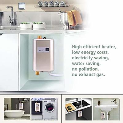 110V Mini Water Heater Instant Electric Tankless Wall Mounted Hot Water  Heater with LCD Digital Display for Home Kitchen Use(Gold) 