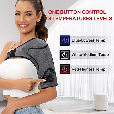 Heated Shoulder Wrap Brace,Portable Electric 3 Heating Setting Wireless Pad  Strap, Relax Muscle Pain Relief Shoulder Compression Sleeve 