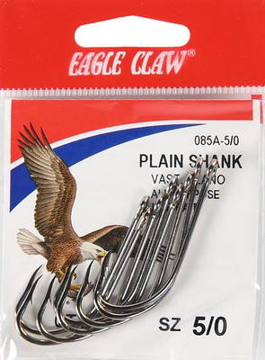  Eagle Claw Plain Shank Offset Hook, Red : Fishing