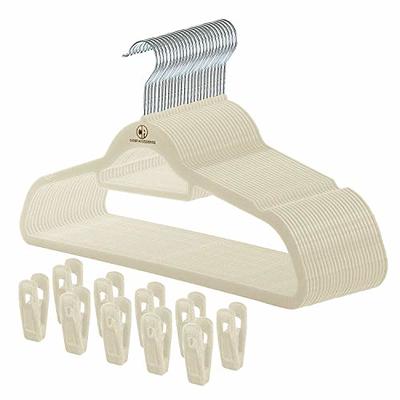 MIZGI Premium Velvet Pants Hangers with Clips (Pack of 20) Slim Skirt  Hangers- Non Slip Felt