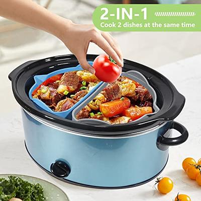 Silicone Slow Cooker Liners Fit for Crockpot 6QT, Silicone Slow Cooker  Divider Liner, Reusable/BPA Free/Leakproof/ Slow Cooker Accessories Cooking  Liner for Most 6 Quart Slow Cooker (Blue+Grey-2-IN-1[Fit 6 to 8 QT]) 