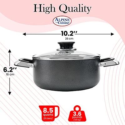 Alpine Cuisine 10 Quart Non-stick Stock Pot with Tempered Glass Lid and  Carrying Handles, Multi-Purpose Cookware Aluminum Dutch Oven for Braising,  Boiling, Stewing