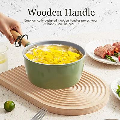 ROCKURWOK Ceramic Nonstick Sauce Pan with Lid, 2.2 Quart Cooking Pot, Small  Saucepan with Steamer, PTFE& PFAS-Free, Wooden Handle for Cool Touch,  Universal Base(Gas, Electric & Induction), Green - Yahoo Shopping