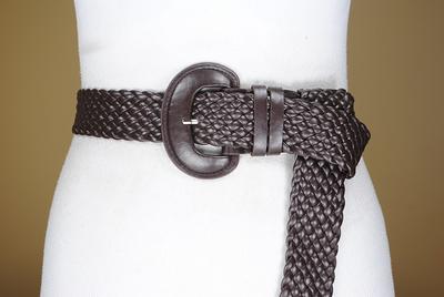 Chocolate Brown Braided Leather Belt for Women With Leather