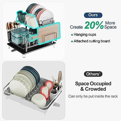G-TING Dish Drying Rack, Dish Rack for Kitchen Counter, Rust-Proof Dish  Drainer with Drying Board and Utensil Holder for Kitchen Counter Cabinet