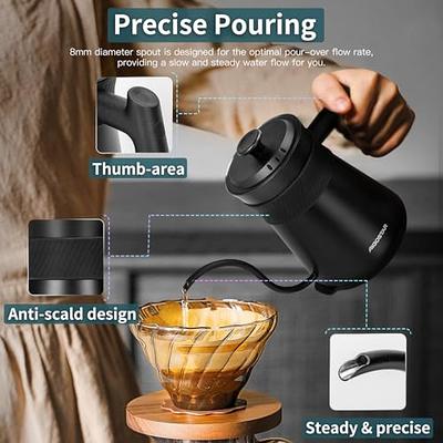 Gooseneck Electric Tea Kettle Pour-Over Kettle for Coffee, with 5 Variable  Presets, 100% Stainless Steel Inner, with Keep Warm and Mute Function 0.8L