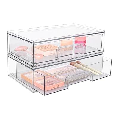 Vtopmart 2 Pack Stackable Makeup Organizer Storage Drawers, 4.4'' Tall  Acrylic Bathroom Organizers,Clear Plastic Storage Bins For Vanity,  Undersink