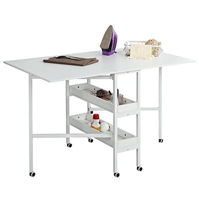 MELLCOM Home Hobby Craft Table with Storage Shelves, Mobile