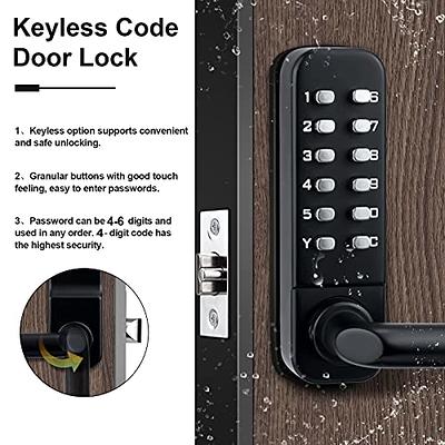 CODACE Mechanical Keyless Entry Door Lock with Keypad Door Knob, Waterproof  Keypads Deadbolt Door Lock with Handle, Stainless Steel Digital Outdoor  Gate Combination Door Locks Set with Keypads (Black), Door Knobs 