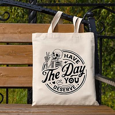 2 Pcs Aesthetic Canvas Tote Bag with Inner Zipper Pocket Reusable Grocery  Bags P