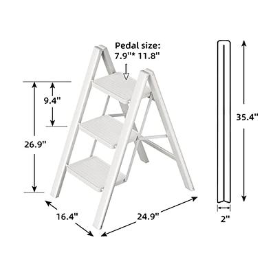 2 Step Ladder, RIKADE Folding Step Stool, Step Stool with Wide Anti-Slip  Pedal, Lightweight, Portable Folding Step Ladder with Handgrip, Multi-use  Steel Ladder for Household and Office 