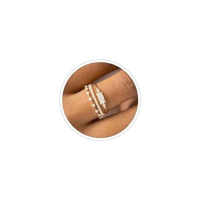 Gold Stackable Cubic Zirconia Ring Set