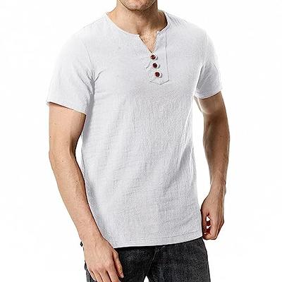 COOFANDY Men's 2 Pieces Linen Set Casual Henley Shirts Short