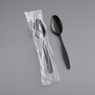 Visions Heavy Weight Black Wrapped Plastic Cutlery Pack with Napkin -  500/Case