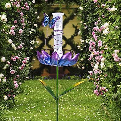 Venniy Rain Gauge Outdoor,7 Glass Rain Gauge with Metal Stake, Decorative  Bird Rain Gauge for Yard Garden Lawn Decor