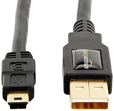 Basics USB-A to USB-B 2.0 Cable for Printer or External Hard Drive,  Gold-Plated Connectors, 6 Foot, Black