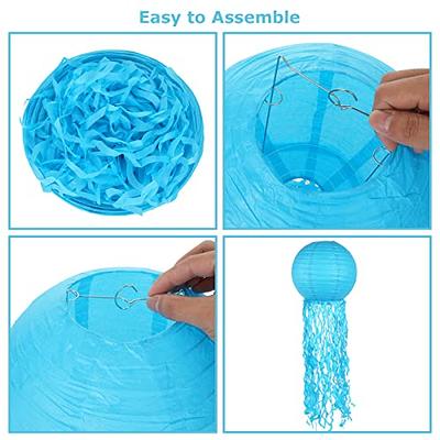 12 Pack 12 Inch Jellyfish Paper Lanterns, Blue White Jelly Fish