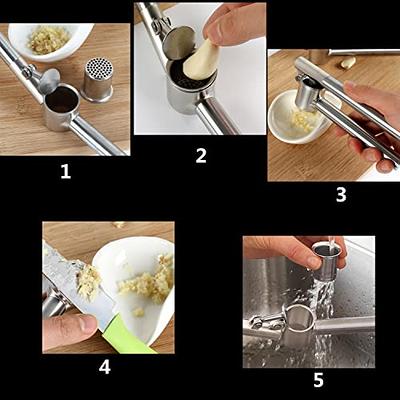 Manual Garlic Crusher Tool Non-Slip Mincer Peeler Twist Press for