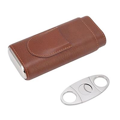 Bey Berk Brown Leather 3 Cigar Case with Cigar Cutter