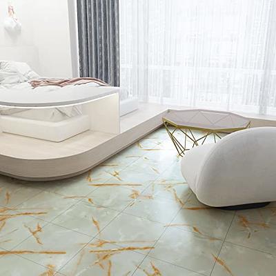 Livelynine White Peel and Stick Floor Tile Waterproof Vinyl Flooring Sheet  Marble Stick on Flooring Tiles For Kitchen Basement Bedroom Bathroom Floor