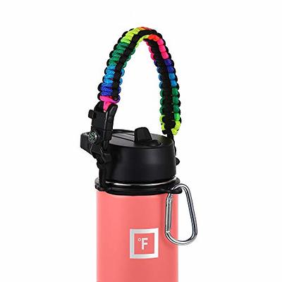 Paracord Handle For Hydro Flask Water Bottle Survival With Safety Ring  Carabiner Compass Fits Wide Mouth