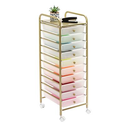 Costway 4-Drawer Cart Storage Bin Organizer Rolling w/Plastic Drawers Clear