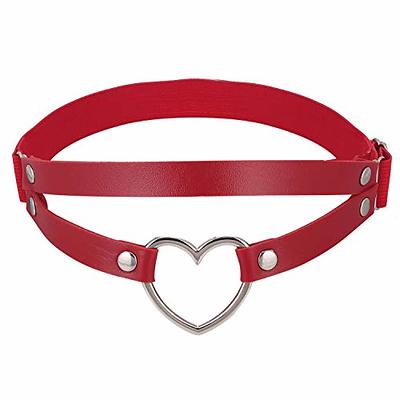 FM FM42 Red PU Simulated Leather Women's Gothic Double Straps Heart O Ring  Leg Thigh Elastic Garter Belt, One Pair - Yahoo Shopping