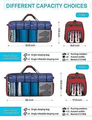65L Large Foldable Travel Duffle Bag, Overnight Bags with Shoes  Compartment, Packable Water Repellent Duffel Bag for Camping, Lightweight  Gym