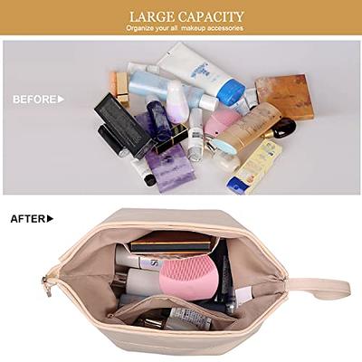 MAANGE Travel Makeup Bag - Large Makeup Bag with 2pcs Small Makeup Bag  Portable Leather Cosmetic Bag Toiletry Bag Make Up Bags for Women and Girls