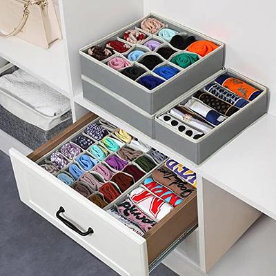  EASEVE Sock Underwear Drawer Divider - Closet Organizers and  Dresser Organizer Wardrobe Clothes Box Storage Bins with Lid for Bra,  Leggings, Shirt, Panty (1 Pack, Grey) : Home & Kitchen